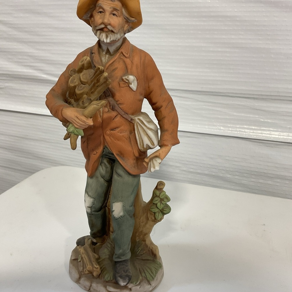 Rust Orange & Green Rustic Gardener Figurine